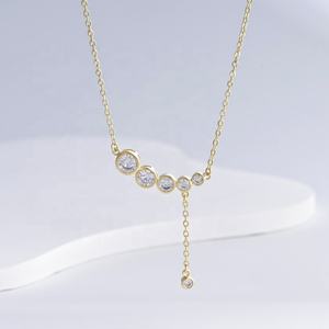 Collar de Plata 925 con Diseño de Gota de Agua, Estrella de Circonio, Chapado en Oro, Geométrico, con Borla, para Mujer, Precio de Fábrica - Product Image 2