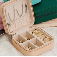 Boîte à bijoux en cuir PU rose, petite, pour la vente en gros en usine, organisateur de bijoux, boîte de rangement portable de voyage, mini boîte à bijoux