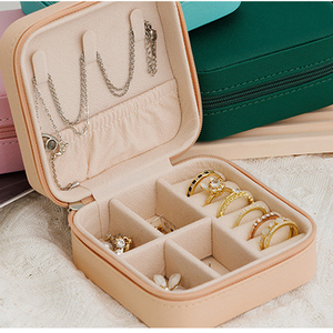 Boîte à bijoux en cuir PU <span class=keywords><strong>rose</strong></span>, petite, pour la vente en gros en usine, organisateur de bijoux, boîte de rangement portable de voyage, mini boîte à bijoux - Product Image 3