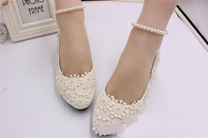 S0359Y bianco con <span class=keywords><strong>tacco</strong></span> <span class=keywords><strong>basso</strong></span> abito da <span class=keywords><strong>sposa</strong></span> con perla abito da <span class=keywords><strong>sposa</strong></span> modello solido <span class=keywords><strong>scarpe</strong></span> da damigella - Product Image 4