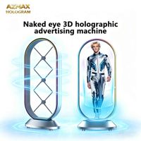 Ventilateur projecteur d'affichage holographique 3D AZMAX pour usage éducatif extérieur/intérieur, haute luminosité 2600 cd/m², angle de vision de 176°, OEM