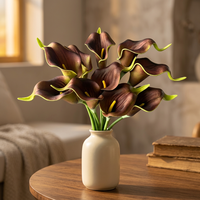 L-607 Kunstmatige Calla Lelies Realistische Kunststof Mini Zwart Bruine Kunstbloemen 36cm Steel Bruiloft Huisdecoratie Bulk