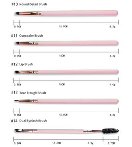 Vente en gros d'usine Outils de maquillage Brosse à maquillage cosmétique de haute qualité avec manche en bois 16 pièces Ensemble de pinceaux de maquillage de luxe rose - Product Image 5