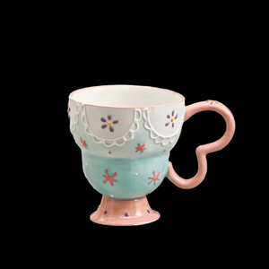 Creative Colorful Ceramic Coffee Milk <b>Mug</b> featuring three tone colors and a butterfly shape handle - Product Image 6