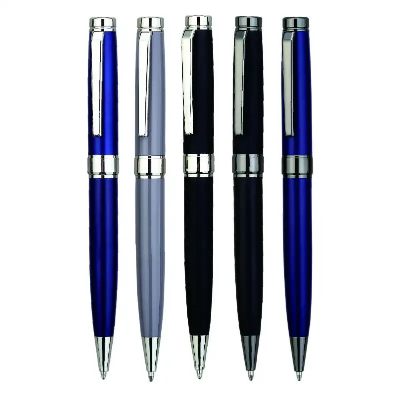 Reginfield promotional Advertising Souvenir Bulk Products Blue Black grey Personalised Metal Pens With Custom Logo