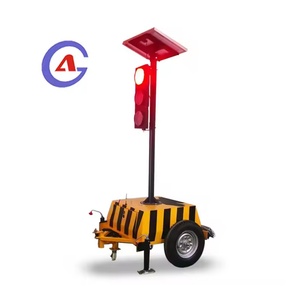 Feux de signalisation LED solaires portables personnalisables à quatre côtés, temporaires, sur roues, pour croisements, remorque directe - Product Image 4