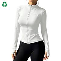 Veste zippée à manches longues personnalisée, respirante, de couleur unie, pour le sport, la gym, le yoga et les activités de plein air