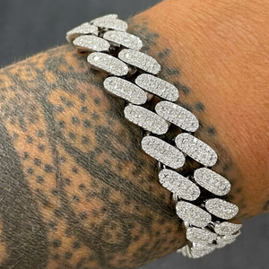 Bracelet chaîne ovale en diamant plaqué rhodium pour homme, style hip-hop, micro-pavé, bijoux en alliage, cadeau - Product Image 1