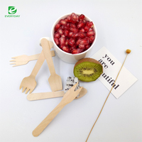 Mini fourchettes à fruits jetables biodégradables en bois, fourchettes à dessert à 2 branches, 85 mm 120 mm, vaisselle écologique pour le camping