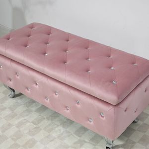 CSON - Banco Otomano Moderno de Estilo Velvet Rosa, de Gran Capacidad, para Sentarse, Bancos Otomanos - Product Image 2