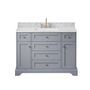 Smartwood Modern Water Resistant Hotel Bathroom Vanity with Undermount Porcelain Basin and 4 Drawers <b>LED</b> <b>Mirror</b> - Product Image 1