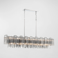 Lustre LED moderne classique personnalisé de luxe pour salon, salle à manger, lampe suspendue rectangulaire gris fumé