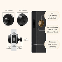 Set Kunci Pintu Masuk Standar Amerika dari Kuningan Padat, Deadbolt Hitam Matte & Gagang Tuas Berknurling untuk Pintu Depan