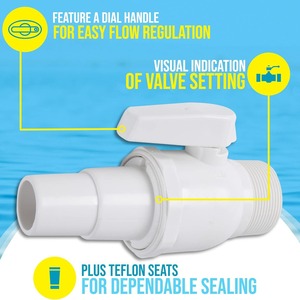 Válvula de bola ECONOLINE de 1.5 pulgadas con rosca NPT para filtros y skimmers de piscinas - Product Image 4