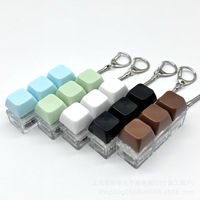 Porte-clés clavier mécanique 4 touches, personnalisé, en acrylique, avec lumière LED, thème Anime Dessin Animé, jouet anti-stress, étanche