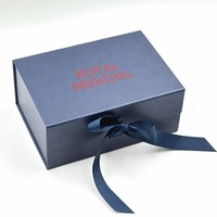 Boîte cadeau en papier bleu marine personnalisée pour l'emballage de bijoux, de vêtements et de produits de vente au détail haut de gamme