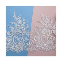 Bordure en dentelle brodée avec cordon, accessoires, paillettes de cristal, pour robes de mariée, tenues de cérémonie, vêtements pour enfants, garniture de vêtement en dentelle