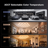 Lampe LED hexagonale en grille, plafonnier en nid d'abeille, 3 températures de couleur sélectionnables, modulaire DIY pour atelier de detailing automobile