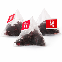 Sachets de thé en vrac d'hibiscus pur en gros, marque privée OEM, personnalisés, naturels, sans caféine, végétaliens, pyramidaux, 2g*30 unités, qualité supérieure