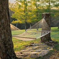 Hamac portable personnalisé durable en nylon pour le camping en plein air, structure de couchage suspendue tissée pour adultes
