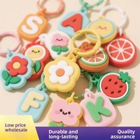 Porte-clés personnalisé en caoutchouc souple 3D, style lettre et fleur, unisexe, cadeau pour clés de voiture