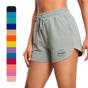 Venta al por mayor de parches bordados personalizados, pantalones cortos de entrenamiento atlético transpirables, cintura media, bolsillos laterales sueltos, 100 por ciento pantalones cortos de algodón - Product Image 1