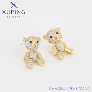 BLE-2169 و Xuping موضة 2022 الجملة غرامة مجوهرات الأطفال حزب مجوهرات الاصطناعية تشيكوسلوفاكيا 3A + 14K الذهب اللون قرط الاذن المرصع - Product Image 2