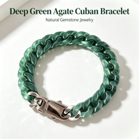 Bracelet en jadéite bleue naturelle, chaîne cubaine en jade de type glace, chaîne hip-hop pour hommes et femmes, bijoux en acier titane, cadeau