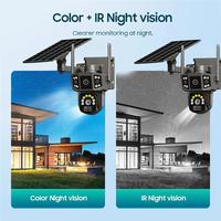 Dreifach-Linsen 6MP Solarbetriebene CCTV-Kamera mit Vollfarbiger Nachtsicht, 360° Schwenk-Neige-Funktion für Außenüberwachung & Mobile Fernbedienung
