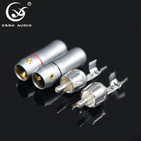 Konektor RCA Jack YIVO XSSH DIY OEM ODM Hifi Lubang Kabel 8mm Kabel Sinyal Cangkang Logam Berlapis Perak Kuningan Konektor Audio RCA Jantan