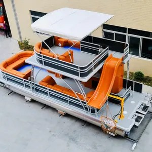 सबसे 30ft एल्यूमीनियम बिजली लक्जरी मोटर नौकाओं के साथ पार्टी पीपे का पुल नाव स्लाइड