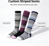 Chaussettes de sport à compression en fibre de bambou rayées, mi-longues, pour femmes, très vendues