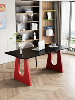 Bureau d'ordinateur moderne pour salle d'étude ou bureau, style Memphis, rectangulaire, avec coins arrondis, en bois massif