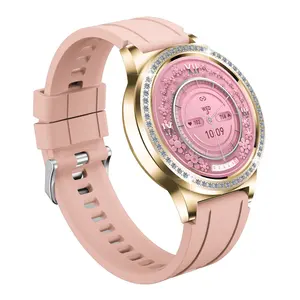 Android 1,19 Zoll Bildschirm Damen rosa Smartwatch mit Diamant Sport niedliche Smartwatches für Mädchen Frauen
