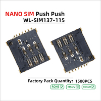 Connecteur de carte Nano SIM WECONN WL-SIM137-115 6PIN+1 H=1.37mm Push-Push avec interrupteur de détection, connecteur FPC personnalisable