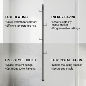 <span class=keywords><strong>Scaldasalviette</strong></span> Elettrico Verticale a Parete in Acciaio Inox SS304 Salvaspazio a Forma di Albero con <span class=keywords><strong>Ganci</strong></span> - Product Image 2