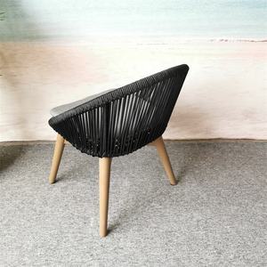 Sillas de jardín con estructura de aluminio, tejido de cuerda y base de madera de teca, más resistentes y con un aspecto elegante para muebles de patio, sillón de descanso. - Product Image 5