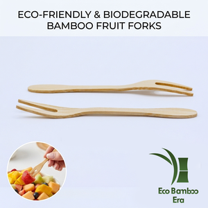 Fourchettes à fruits miniatures écologiques en bambou, fourchettes à dessert en bois réutilisables pour la restauration événementielle - Product Image 1