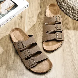 2025 Sommer Neue Sport-Strandschuhe für Herren Dreireihige Rutschfeste Plateau-Sandalen Offene Flache Weich Gepolsterte Sohle Lässige Herrenbekleidung - Product Image 4