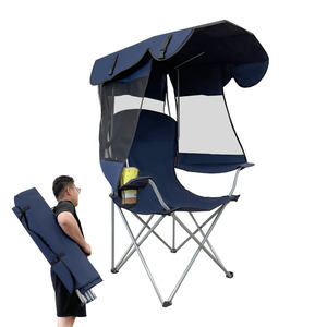เก้าอี้พับพกพาสีสันสดใสสำหรับตั้งแคมป์กลางแจ้ง ตกปลา สวนสาธารณะ และห้องนอน - เก้าอี้พับน้ำหนักเบาพร้อมม่านบังแดด - Product Image 1