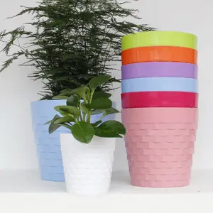 Creative Simple Round Green Plant pot, Multicolor Plastic PP Flower Planter, Minimalist desktop decor Smart Home Products