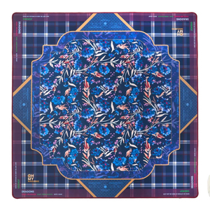 SUPER GAME Tapis <span class=keywords><strong>de</strong></span> Mahjong Américain Pliable <span class=keywords><strong>de</strong></span> Luxe |   Tapis en néoprène antidérapant à carreaux bleu marine et imprimé floral par <span class=keywords><strong>OM</strong></span> Mahjong - Product Image 3