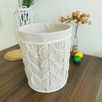 Organisateur de blanchisserie en corde de coton tissé artisanal panier de rangement décoratif avec cadre en fer renforcé et insert en tissu lavable