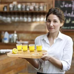Bamboo wine glass holder, whiskey compartment <b>storage</b> <b>tray</b>, bamboo and wood <b>tray</b> with handle, salt dipping dish, bar/party wine - Product Image 4