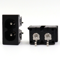AC019A Gambar 8 Soket Inlet Daya Tembaga Penuh dengan Pin Pengait 2 Pin, Pemasangan Panel Snap-in, Stopkontak Daya AC