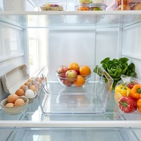 Boîte de rangement pour réfrigérateur transparente sans BPA avec poignée, bac de rangement coulissant pour réfrigérateur