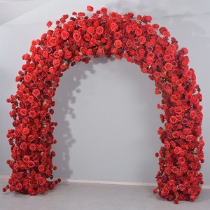 Arco de flores artificial para decoración de bodas, arco de flores de lujo, telón de fondo con rosas, arco de flores en forma de U para decoración de eventos - Product Image 2