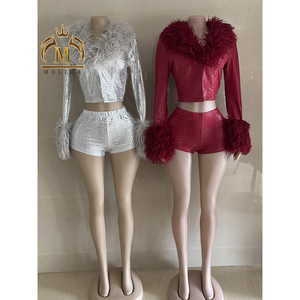 Nuovi Arrivi <span class=keywords><strong>Completi</strong></span> <span class=keywords><strong>Donna</strong></span> con Shorts, Giacca Corta con Inserti in Pelliccia, Set Due Pezzi Y2K <span class=keywords><strong>Sexy</strong></span> da Club, Completo <span class=keywords><strong>Donna</strong></span> 2026 - Product Image 2