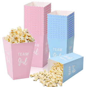 Seau à popcorn en papier pliable personnalisé pour fête d'anniversaire, noir et blanc, pour soirée cinéma, mini boîtes à popcorn en gros - Product Image 3
