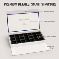 Boîte à chocolat rigide personnalisée avec impression pour cadeaux gourmands, fermeture magnétique, pliable, bordure blanche et bleue, dorure à chaud, vente en gros, directement de l'usine